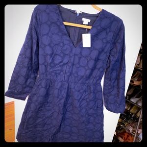 NWT JCrew Navy V Neck Lace Dress